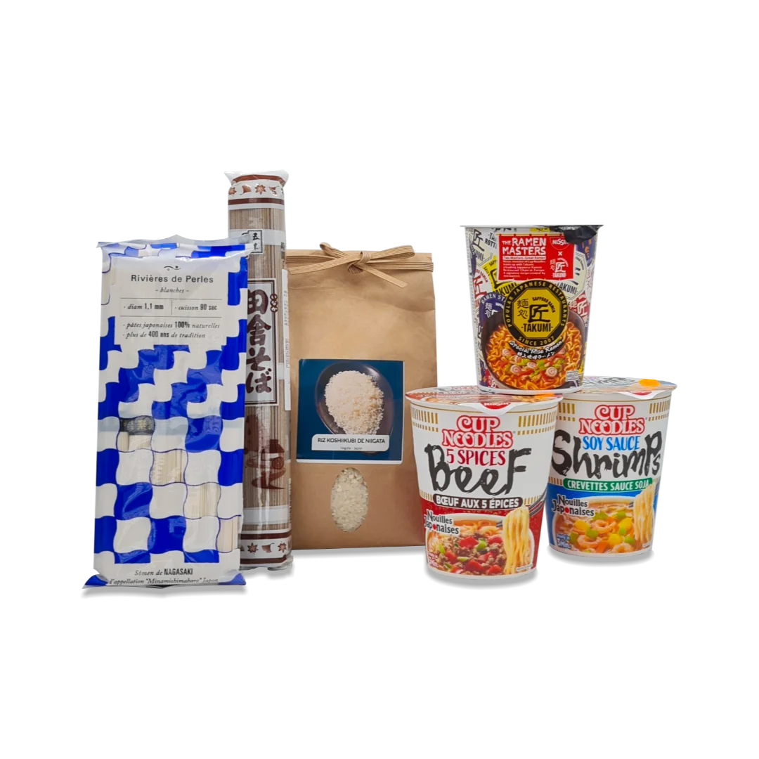 Produits du quotidien Ensemble de produits du quoitidien japonais riz, soupes, pâtes